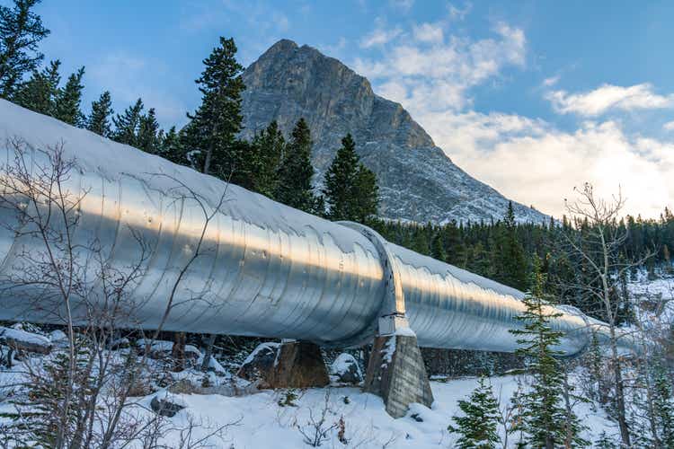 Big pipeline in Grassi Lakes hiking trail in Canmore, Alberta, Canada.